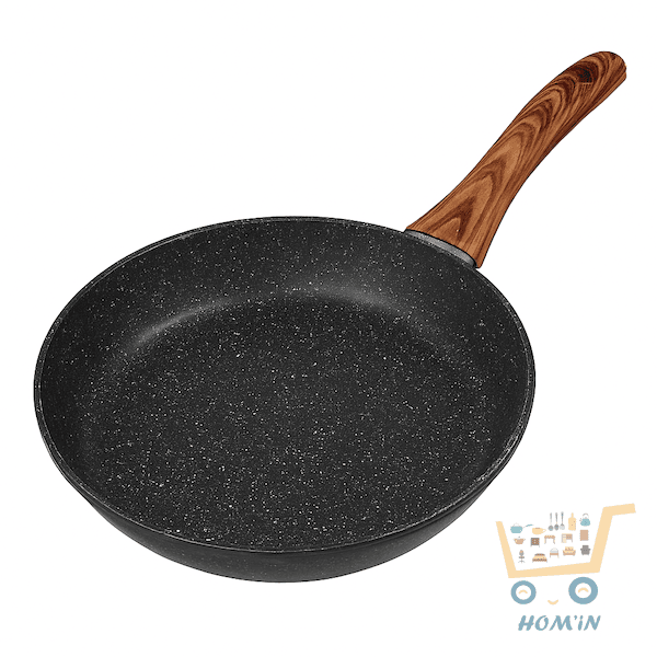 PoĂȘle antiadhĂ©sive Senstan 28 cm effet pierre â Manche imitation bois